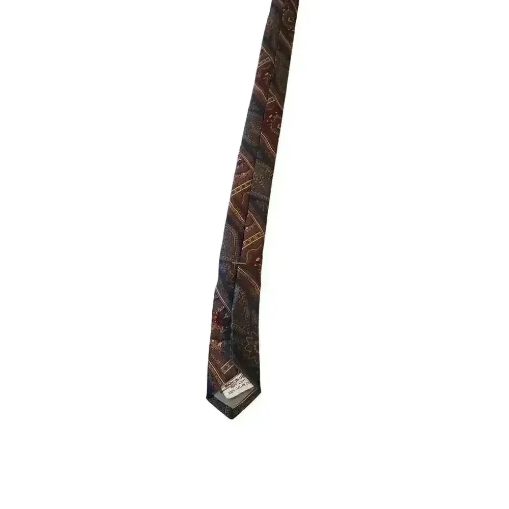 Woodward Mens Tie Silk Blue Burgundy Tan‎ Paisley Stripe Necktie Beautiful Power